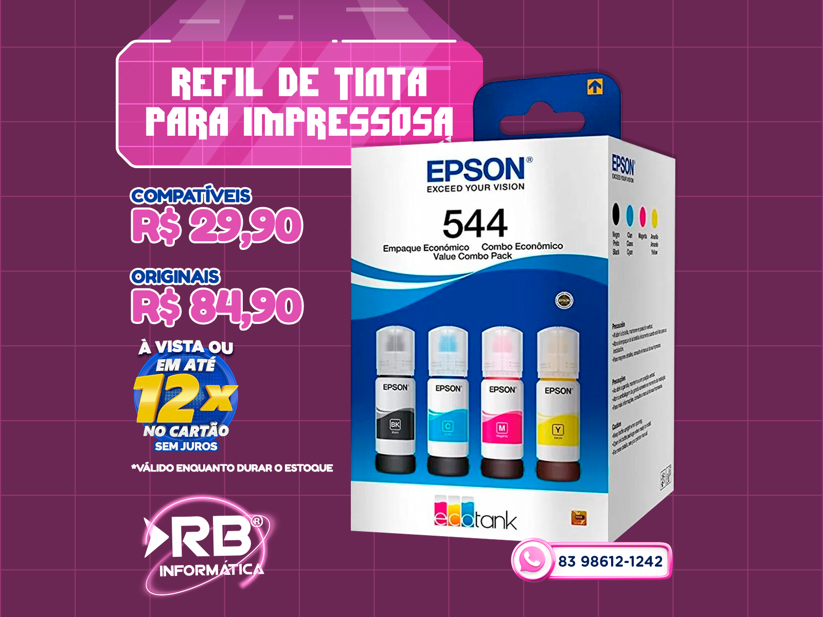 Refil de tinta para impressora EPSON