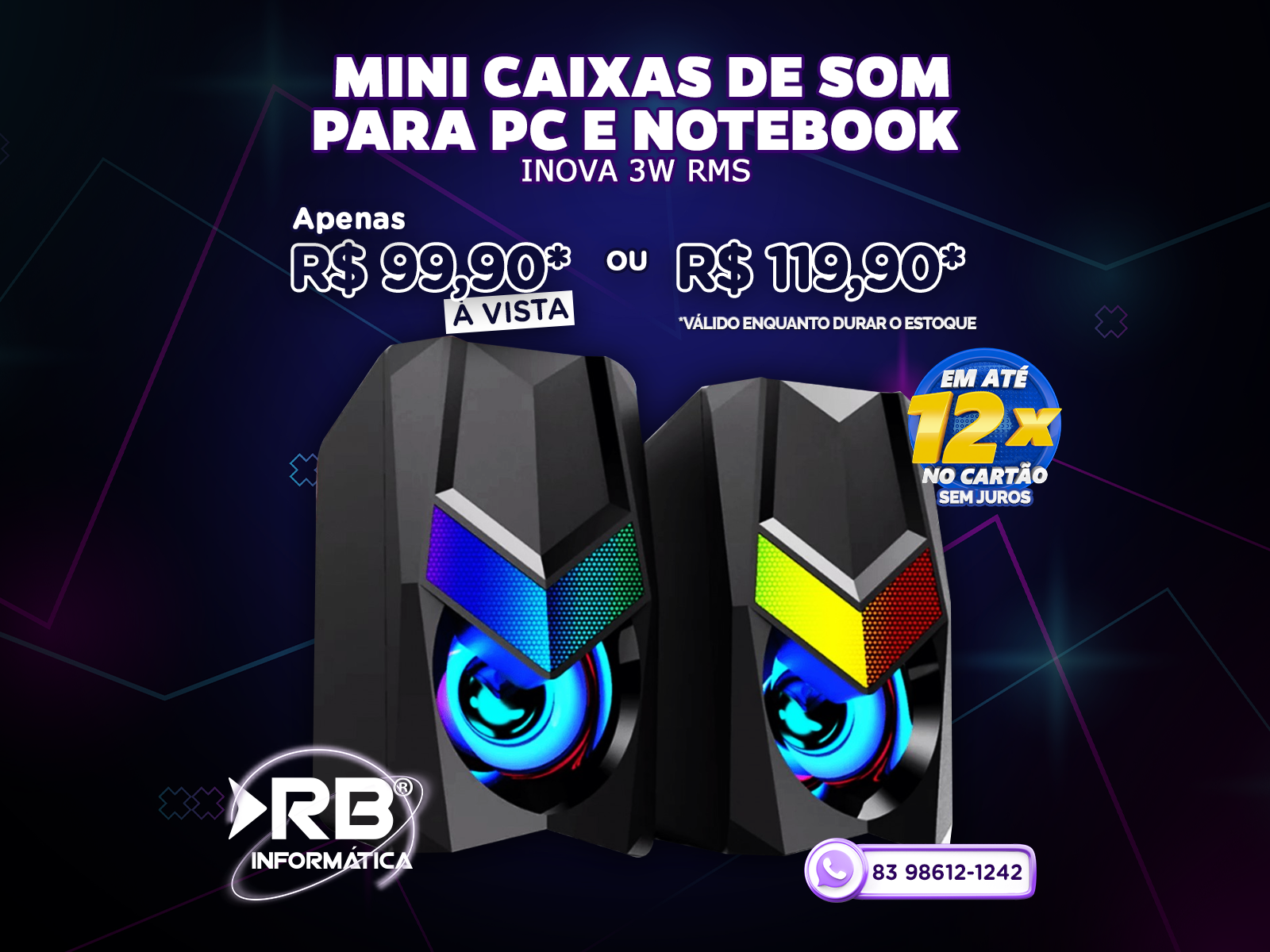 Mini caixas de som para PC e Notebook