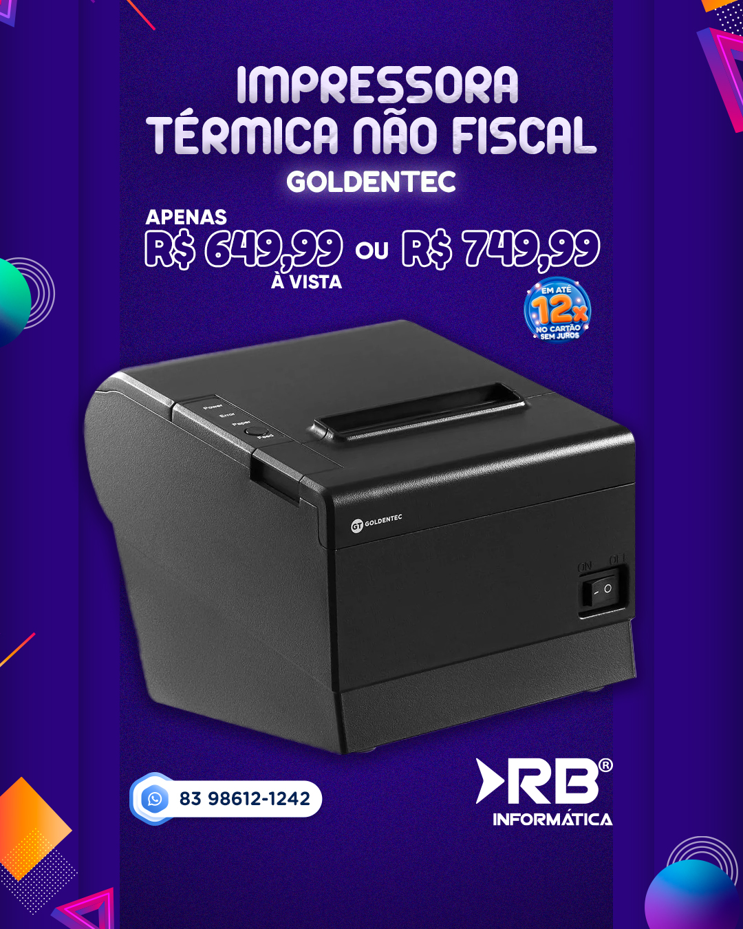 Impressora Térmica Não Fiscal (Goldentec)