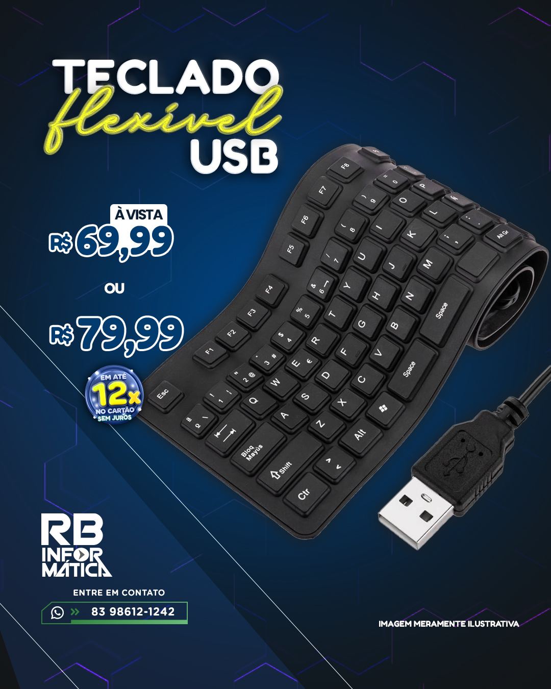 Teclado Flexível USB