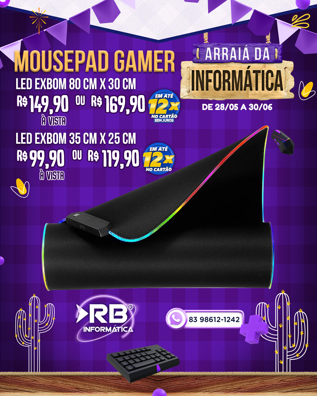 Mousepad Gamer LED - EXBOM