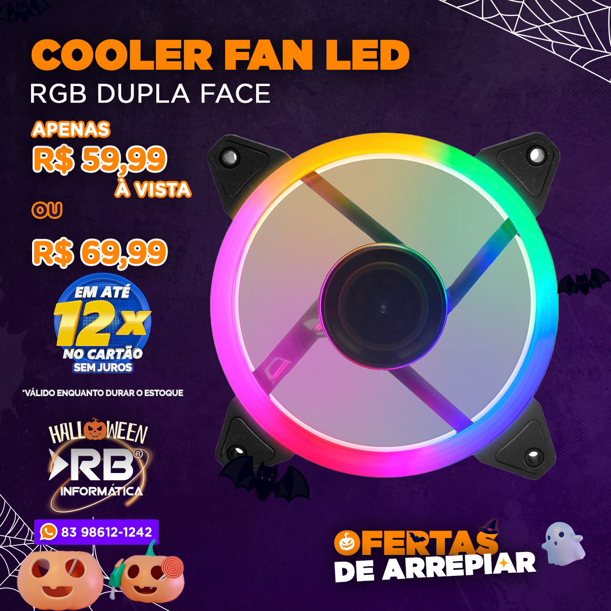 Cooler Fan LED RGB dupla face