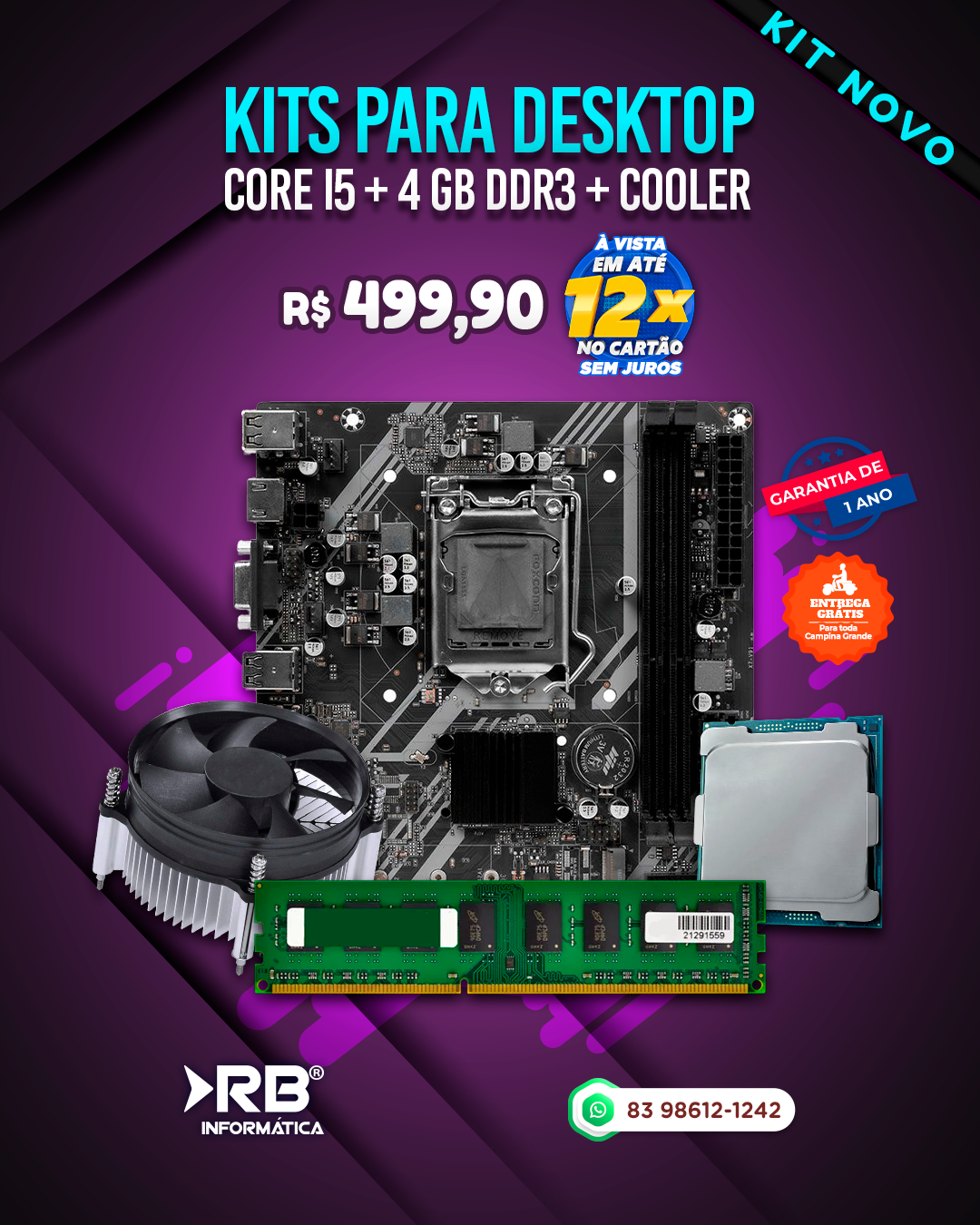 Kits para Desktop - CORE i5 + 4 GB DDR3 + COOLER