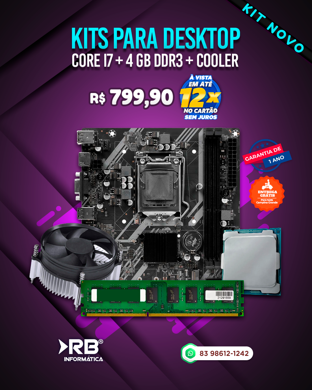 Kits para Desktop - CORE i7 + 4 GB DDR3 + COOLER