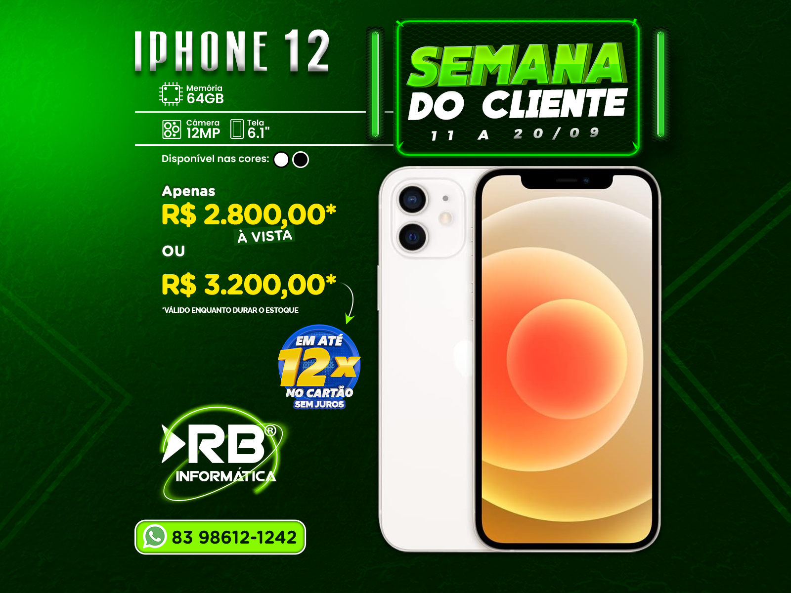 iPhone 12 64GB Tela 6.1"