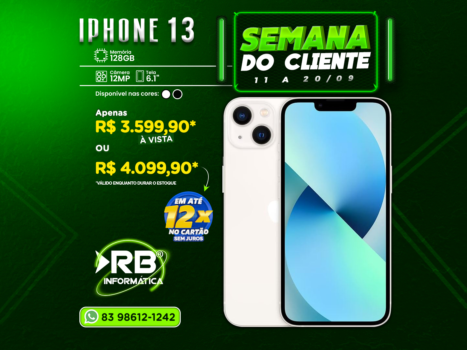 iPhone 13 128GB Tela 6.1"