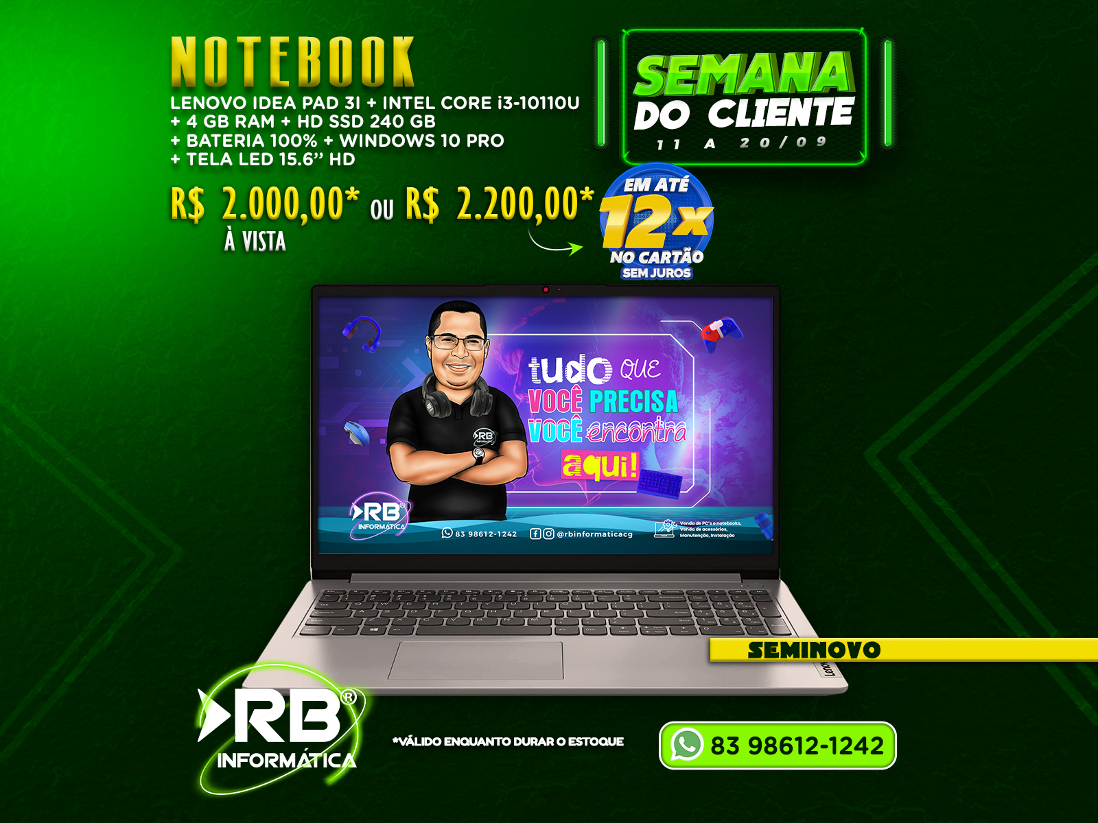 Notebook LENOVO IDEA PAD 3I Intel Core i3-101110U