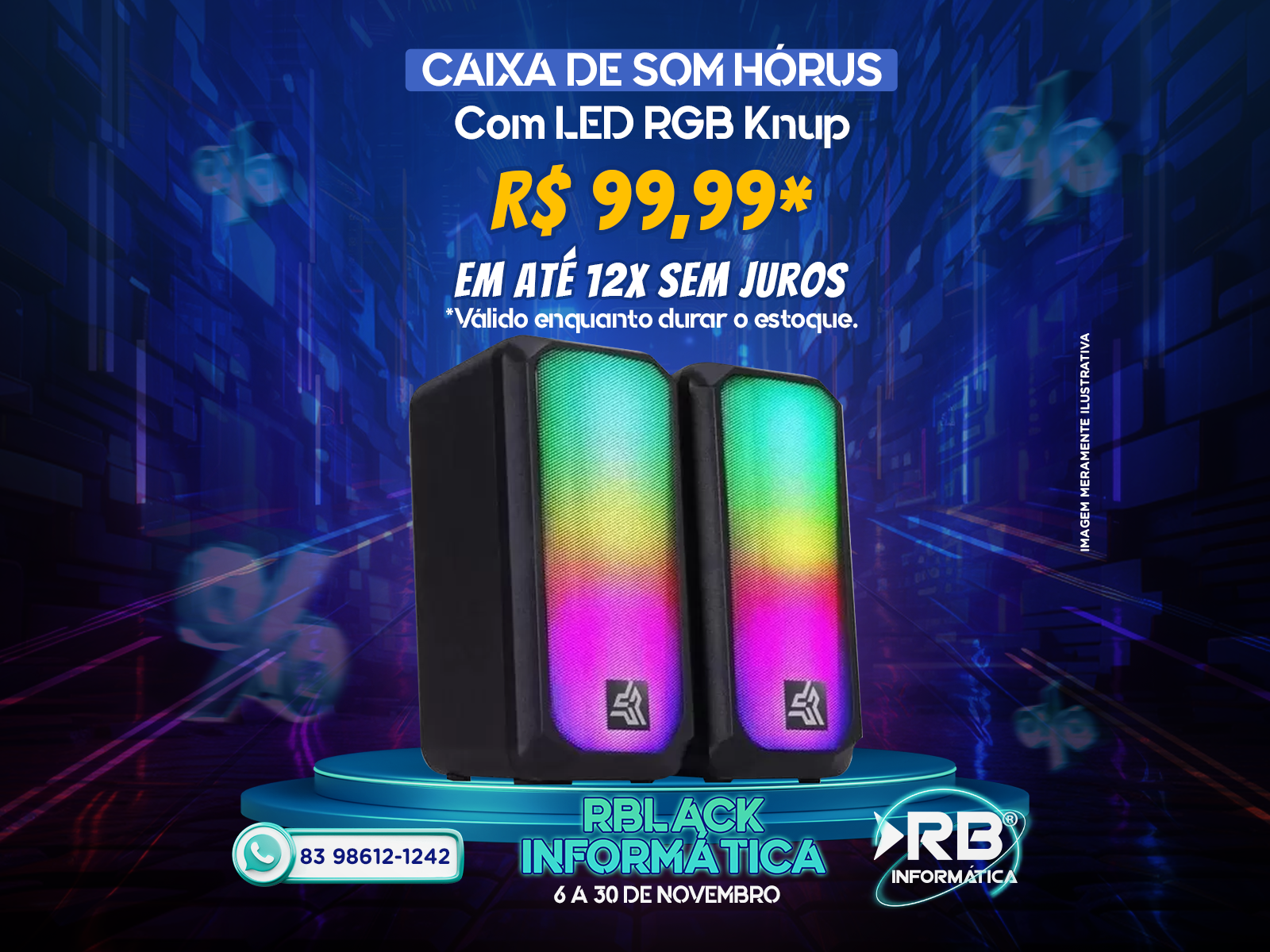 Caixa de Som Hórus com LED RGB Knup