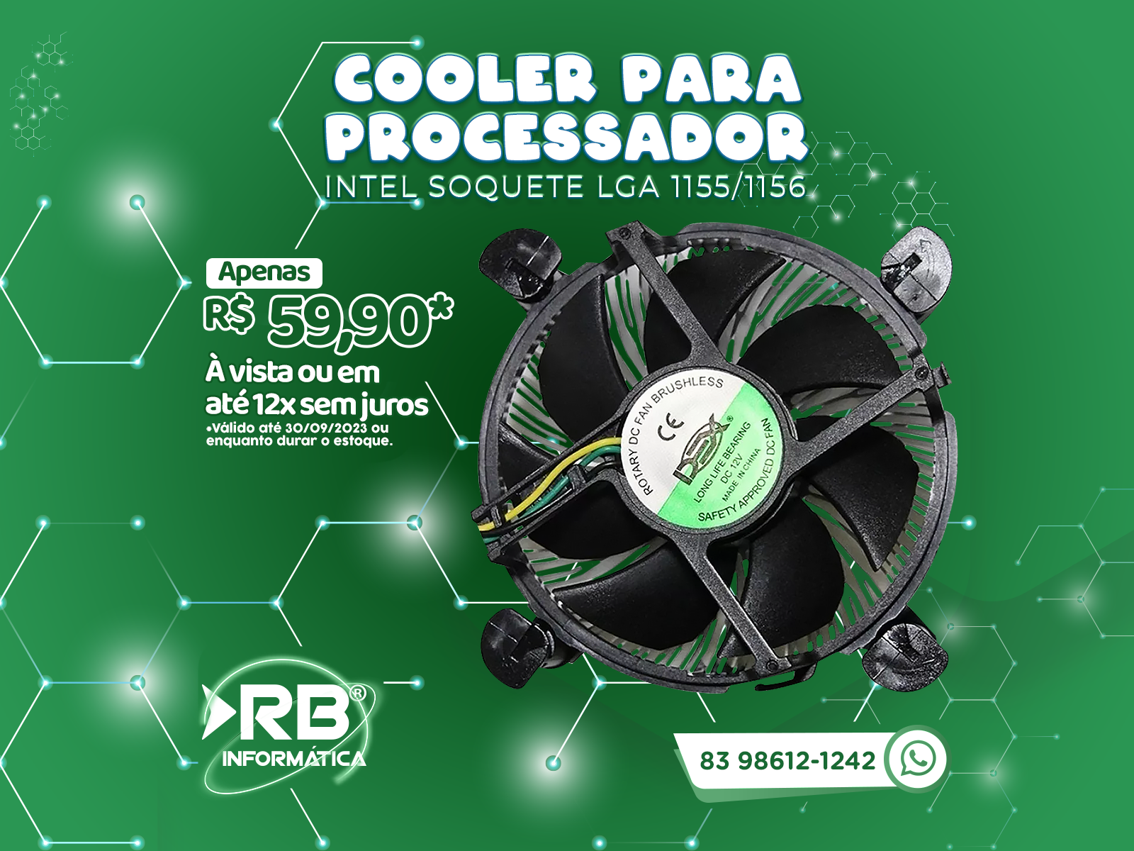 Cooler para processador Intel LGA 1155/1156 Dex