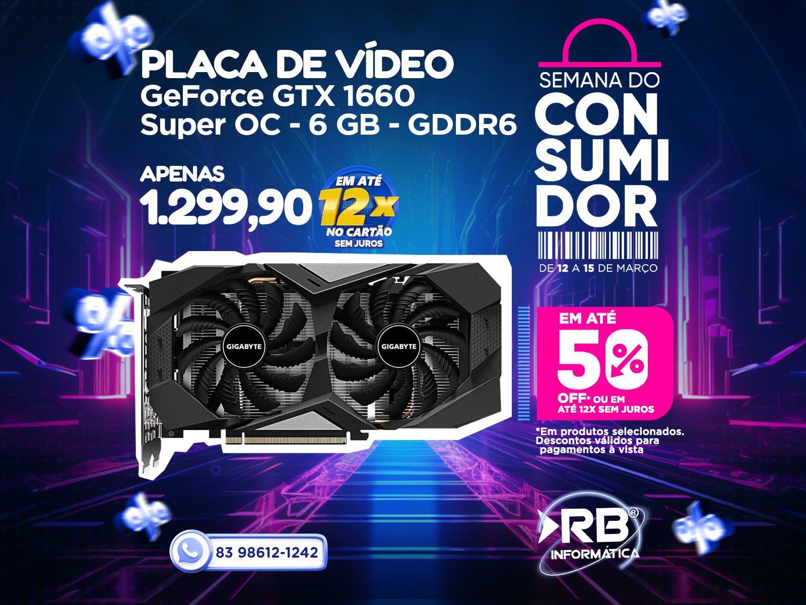 Placa de Vídeo GeForce GTX 1660 Super OC 6 GB GDDR6