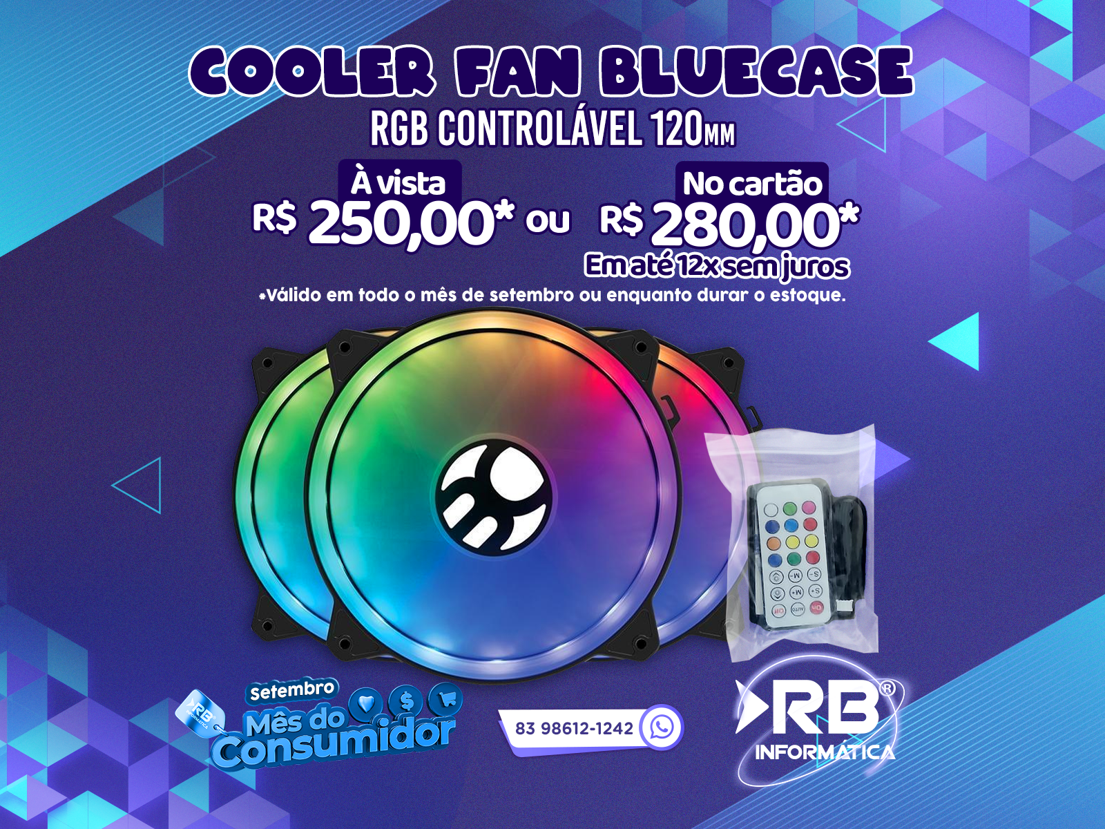 Cooler Fan Bluecase RGB Controlável 120 MM