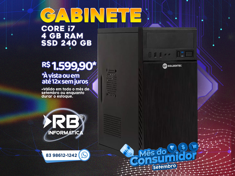 Gabinete Core i7 4 GB RAM SSD 240 GB